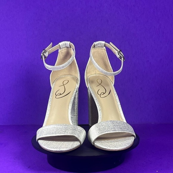 Sam Edelman Silver Yaro Ankle Strap Block Heel Sandal Women's Shoe Size 5.5-NEW - Picture 3 of 9